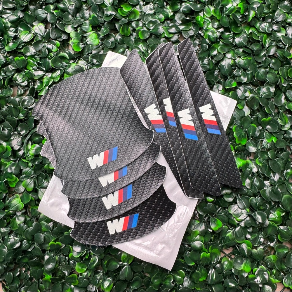 BMW Carbon Fiber Car Door Handle Paint Scratch Protector Set Sticker pads